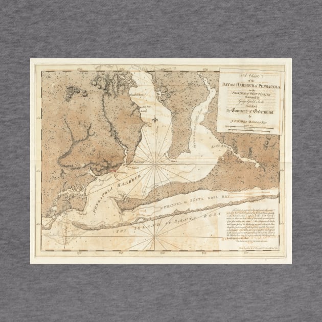 Vintage Map of Pensacola Florida (1780) by Bravuramedia